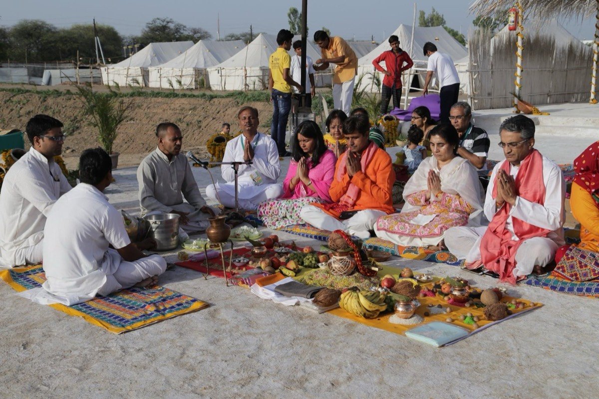 Group puja at the camp